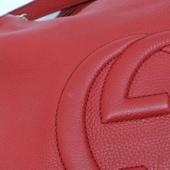 GUCCI Red Pebbled Calfskin Large Soho Hobo Tabasco - Picture 2 of 16